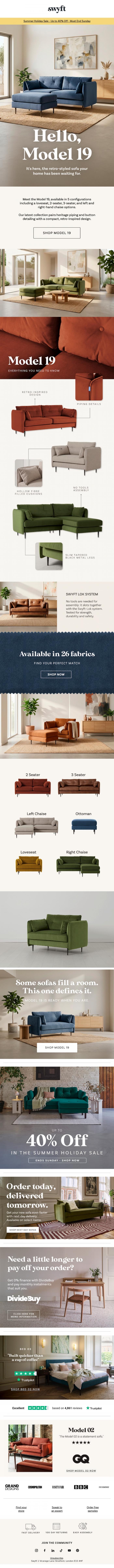 Email Design Inspiration from Emily at Swyft, Hello, Model 19. Retro Never Looked This Good.