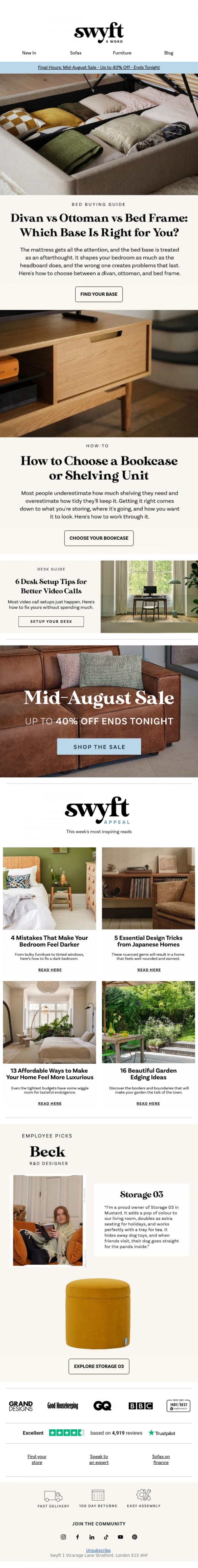 Email Design Inspiration from Emily at Swyft, Divan vs Ottoman vs Bed Frame: Which Base Is Right for You?