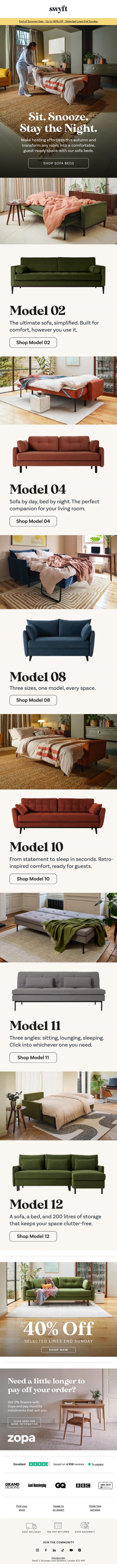 Email Design Inspiration from Emily at Swyft, 6 Sofa Beds Guaranteed To Make Autumn-Hosting Easy