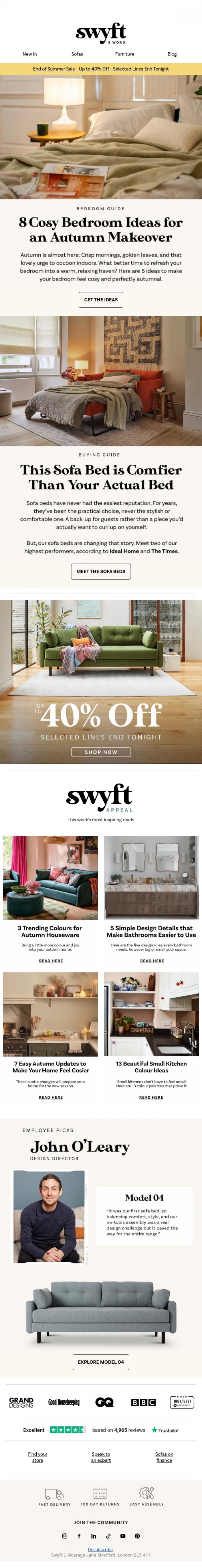 Email Design Inspiration from Emily at Swyft, 8 Cosy Bedroom Ideas for an Autumn Makeover
