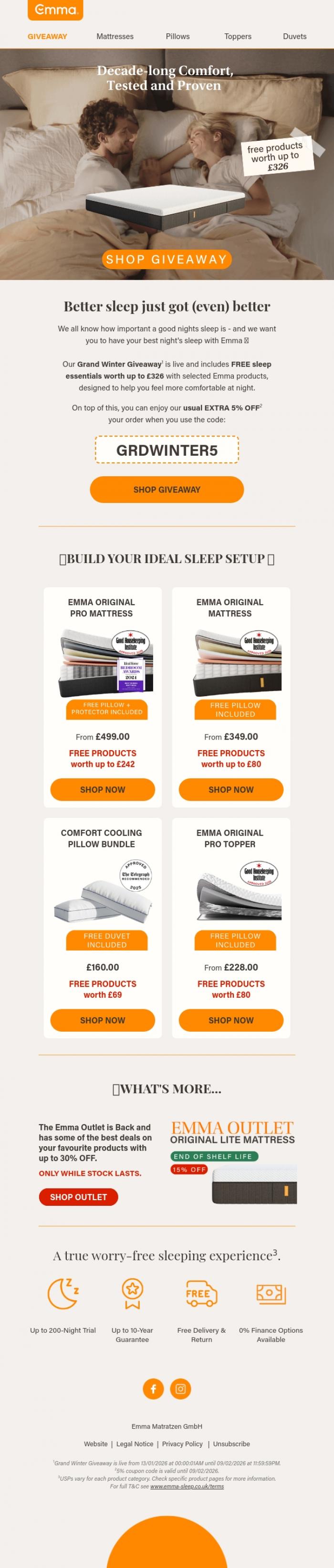Email Design Inspiration from Emma Sleep, 🧡Get the Sleep you Deserve