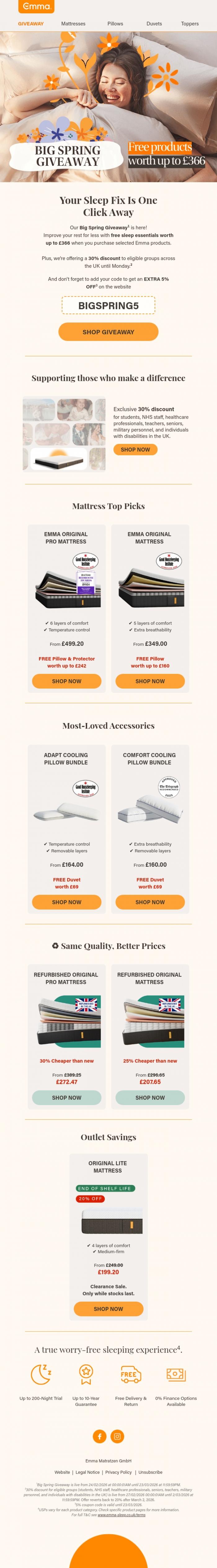 Email Design Inspiration from Emma Sleep, Struggling to Sleep? This Will Help