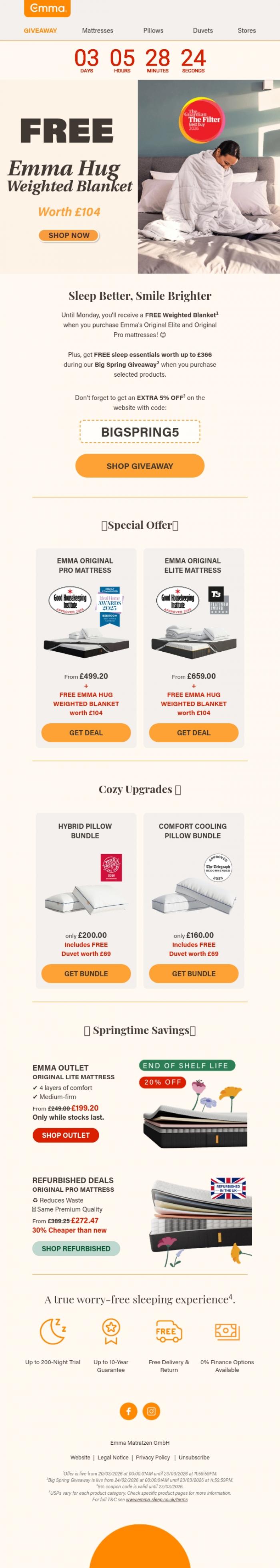 Email Design Inspiration from Emma Sleep, Celebrate Happiness Day with Better Sleep 🌙