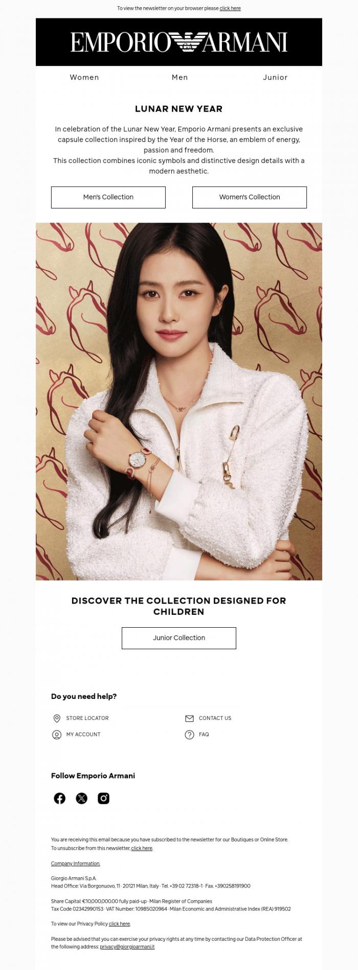 Email Design Inspiration from Emporio Armani, Lunar New Year Collection