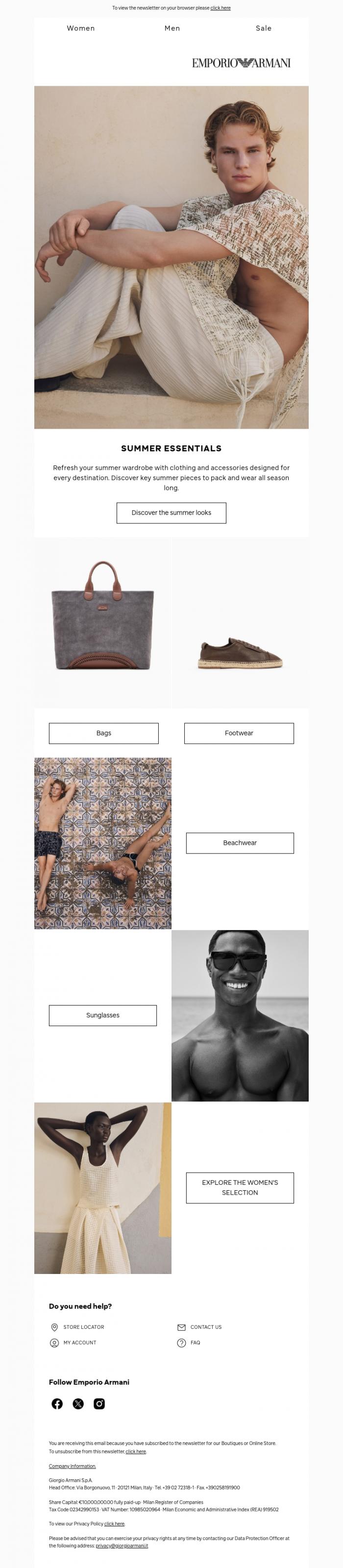 Email Design Inspiration from Emporio Armani, Suitcase essentials