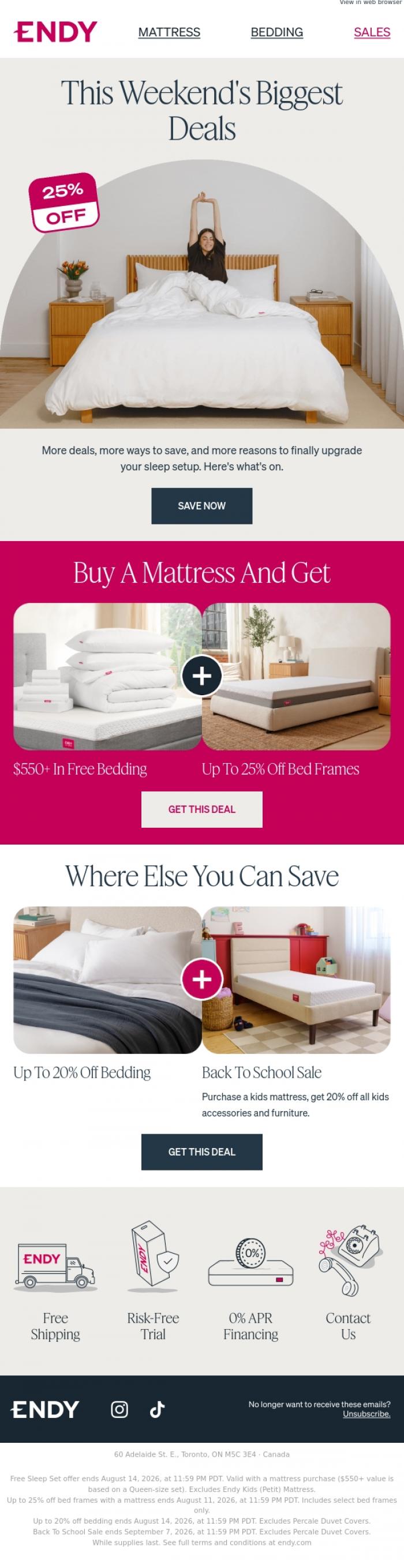 Email Design Inspiration from Endy, Here's how to save this weekend 💰