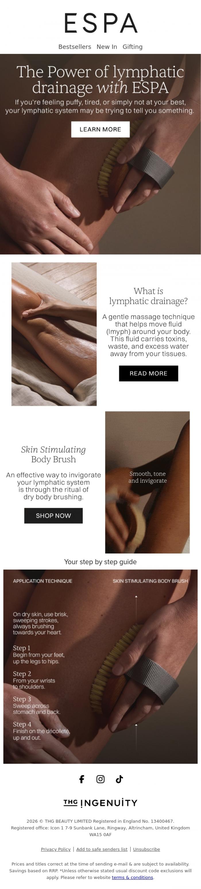 Email Design Inspiration from ESPA, What is lymphatic drainage?