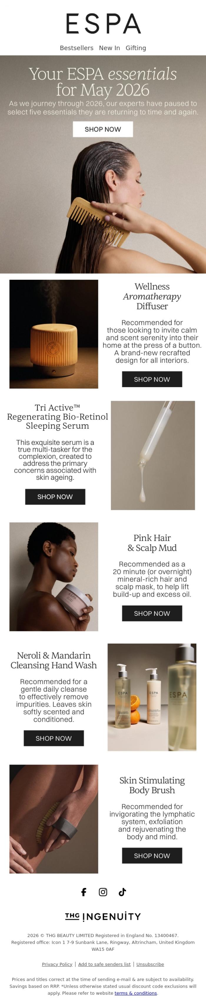 Email Design Inspiration from ESPA, The five essentials our experts are recommending