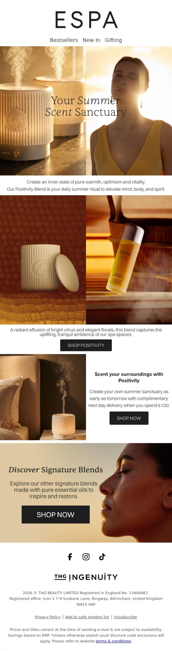 Email Design Inspiration from ESPA, Your new Electric Diffuser.. Arriving Tomorrow