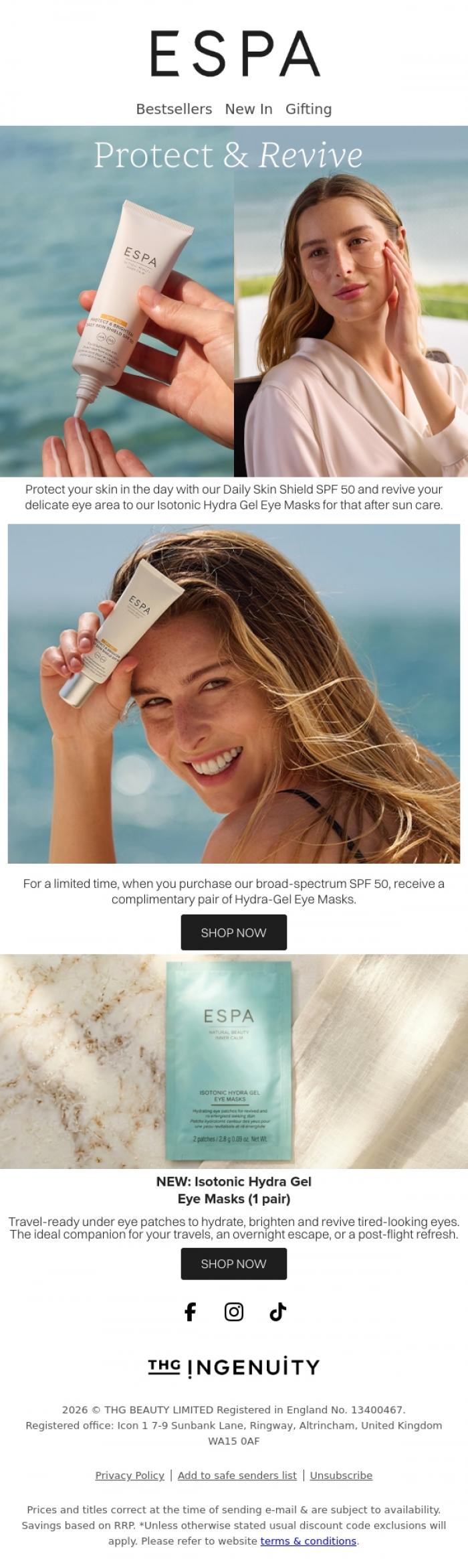 Email Design Inspiration from ESPA, Essential Protection & A Gift For You