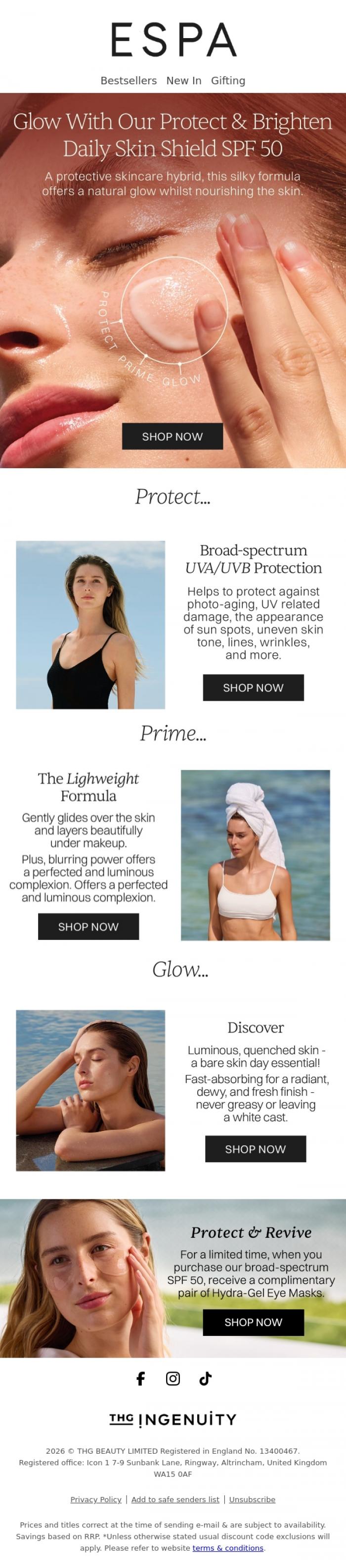 Email Design Inspiration from ESPA, Our multi-benefit SPF that your skin deserves