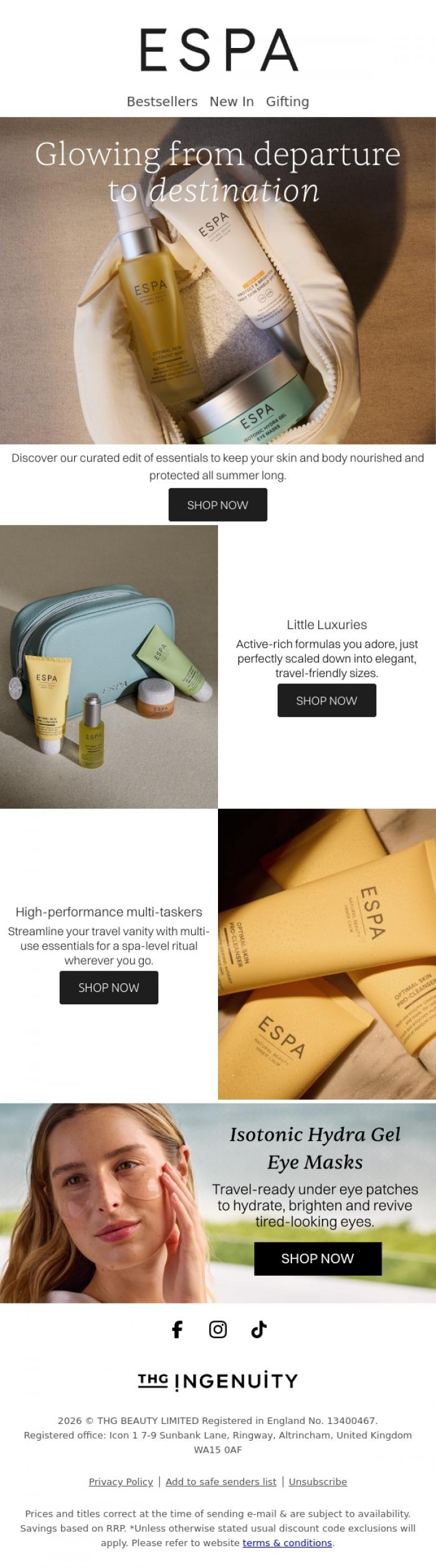 Email Design Inspiration from ESPA, Your vacation skin saviors