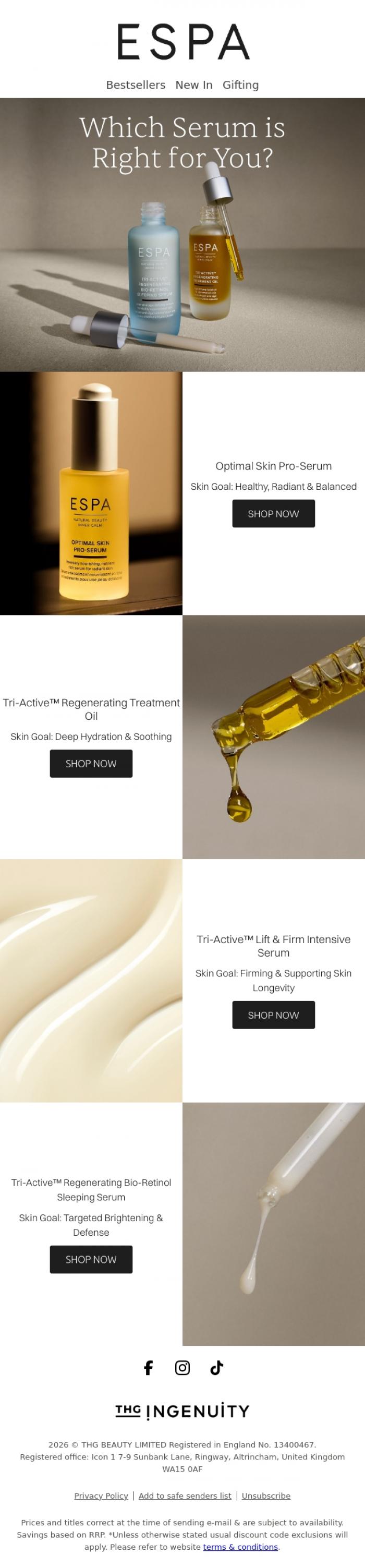 Email Design Inspiration from ESPA, Find Your Perfect Match