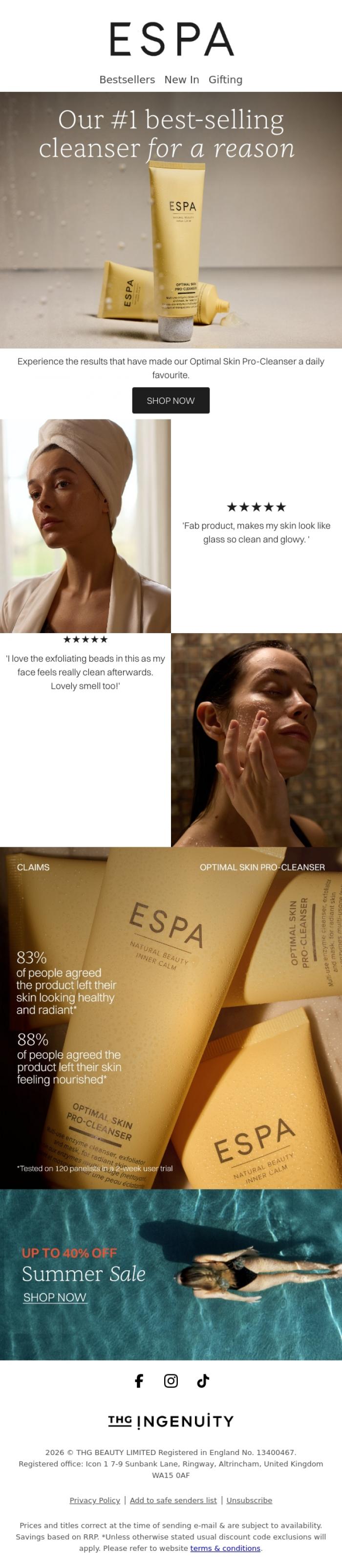 Email Design Inspiration from ESPA, The secret to healthy, glowing skin...