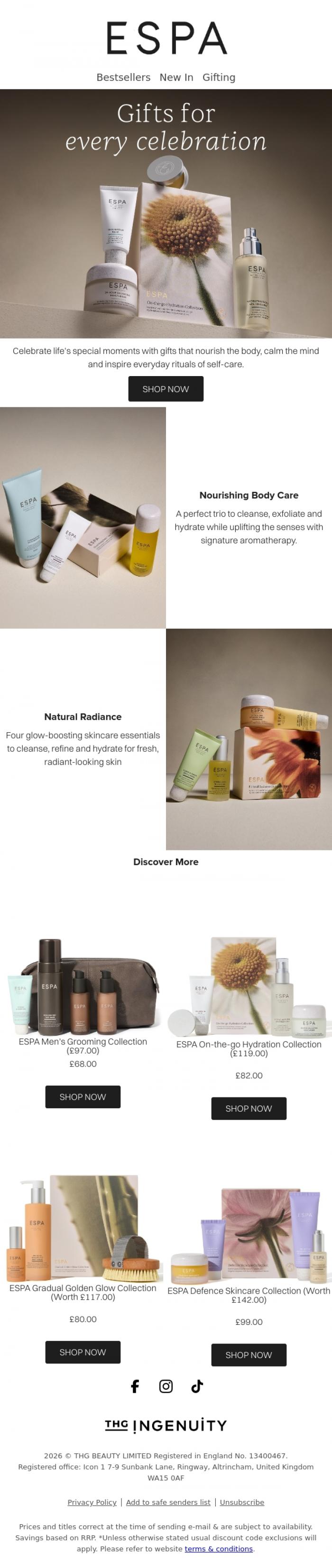 Email Design Inspiration from ESPA, The Gift They'll Truly Love