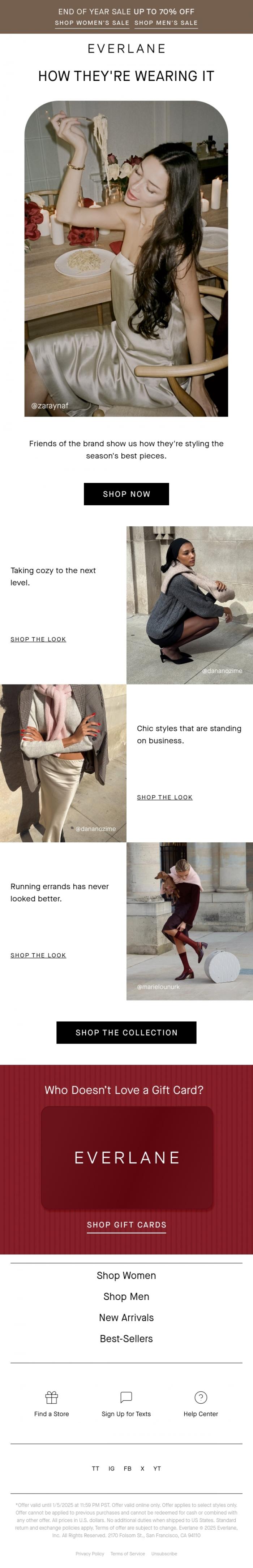 Email Design Inspiration from Everlane, What They're Wearing This Festive Season
