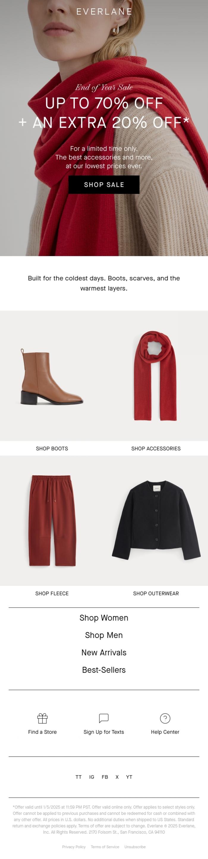 Email Design Inspiration from Everlane, Extra 20% Off New Markdowns