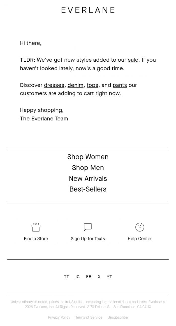 Email Design Inspiration from Everlane, Have You Seen What's On Sale?