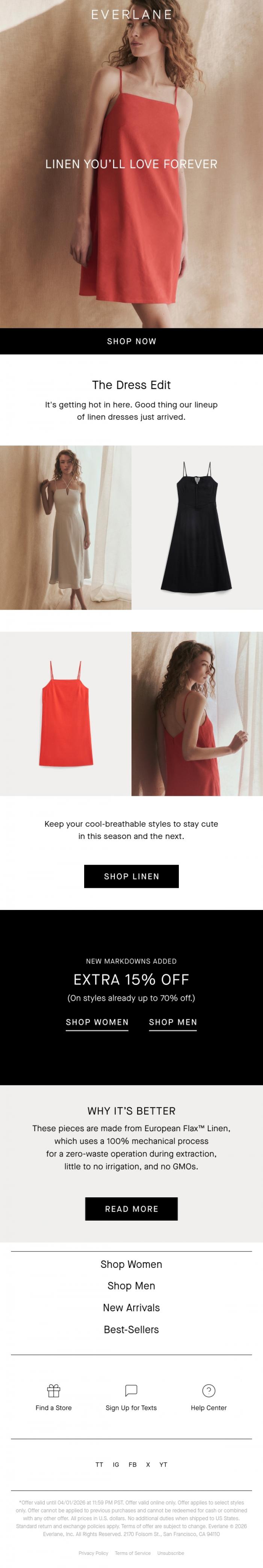 Email Design Inspiration from Everlane, What to Wear: Warm-Weather Edition