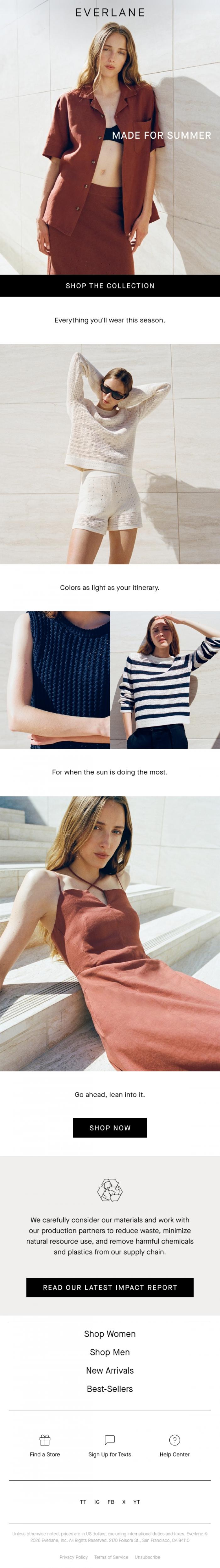 Email Design Inspiration from Everlane, Your Summer Wardrobe Is Here