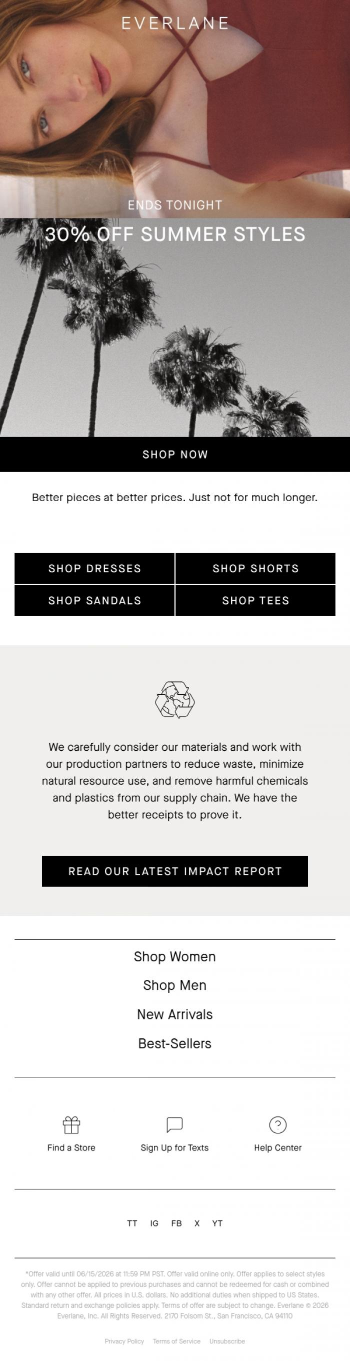 Email Design Inspiration from Everlane, Ends Tonight: 30% Off
