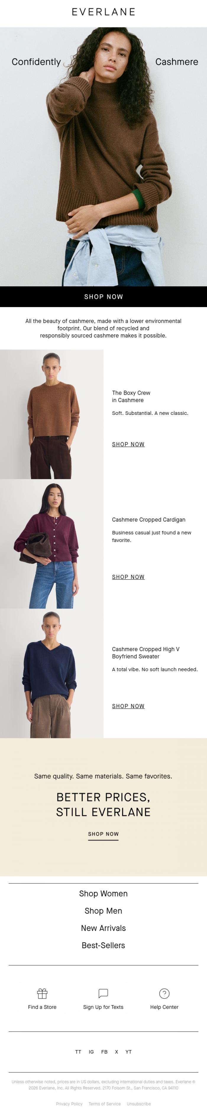 Email Design Inspiration from Everlane, Your Favorite Cashmere Is Here