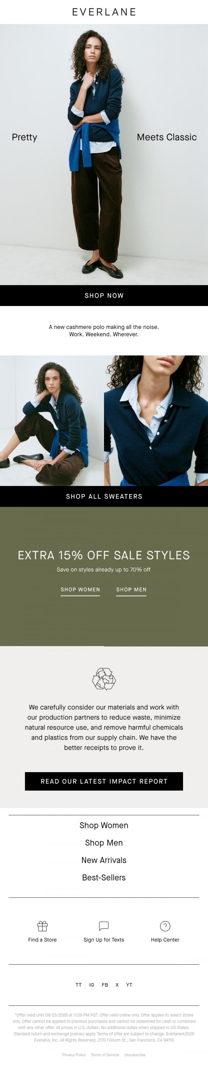 Email Design Inspiration from Everlane, Cashmere With Something To Say