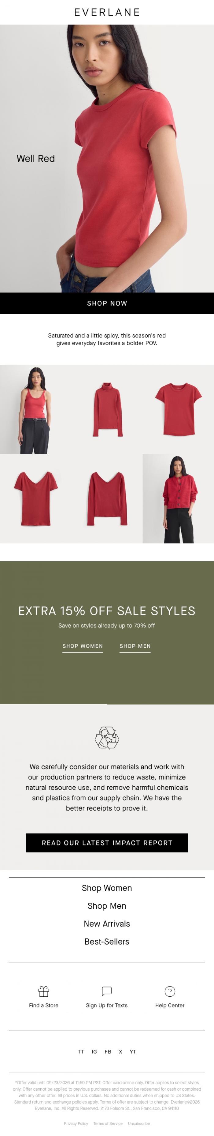 Email Design Inspiration from Everlane, Go Red