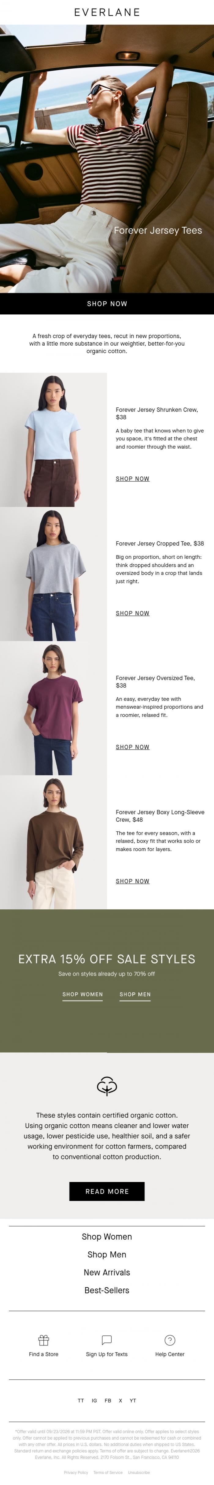 Email Design Inspiration from Everlane, Meet the Forever Jersey Tees