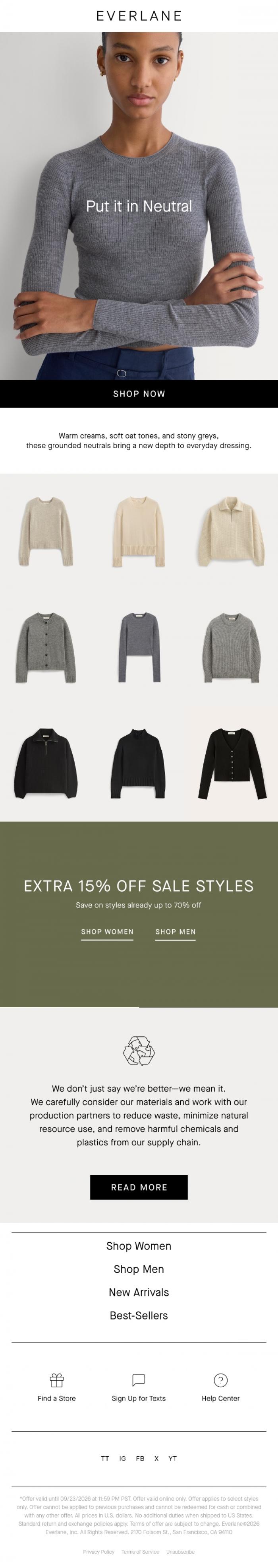 Email Design Inspiration from Everlane, New Neutrals