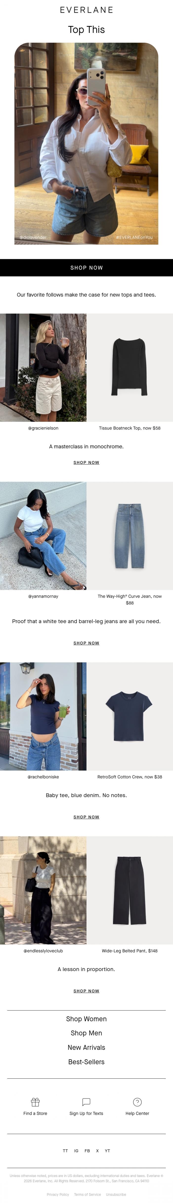 Email Design Inspiration from Everlane, Seen & Saved
