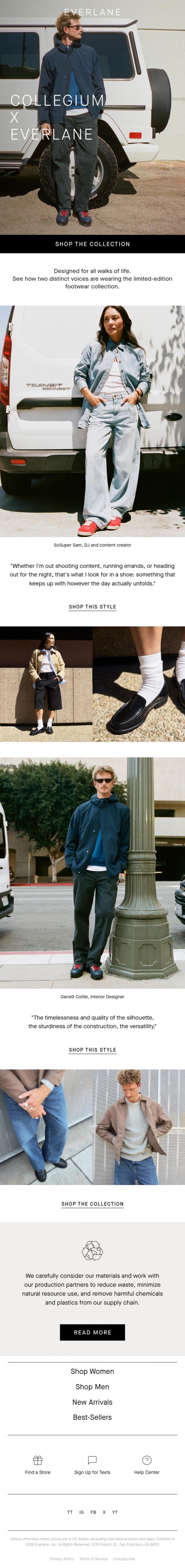 Email Design Inspiration from Everlane, How They're Wearing Collegium