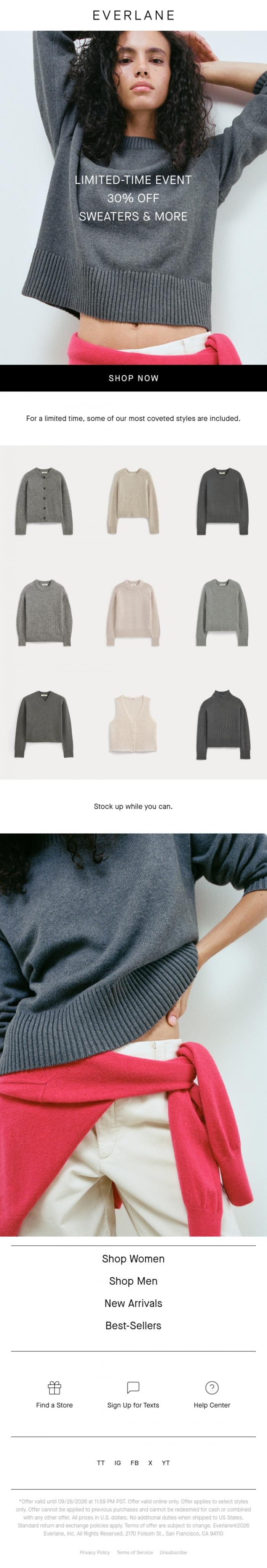 Email Design Inspiration from Everlane, Our Most-Loved Sweaters, Now 30% Off