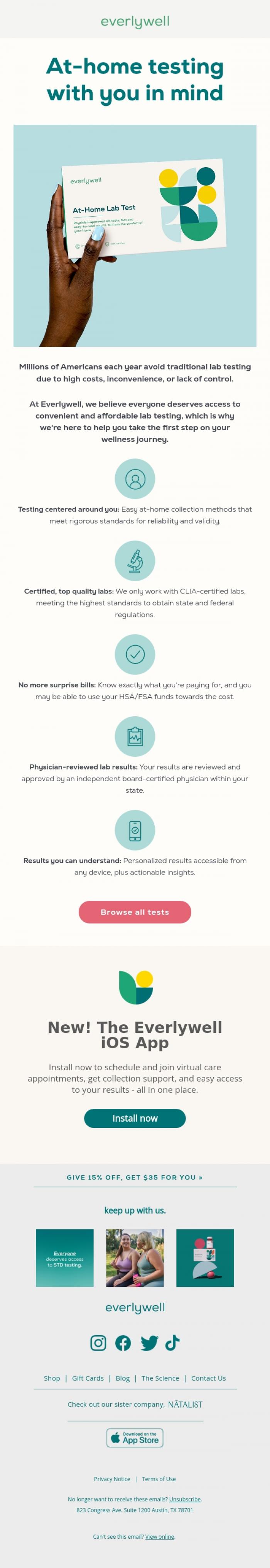Email Design Inspiration from Everlywell, Your healthier tomorrow can start today