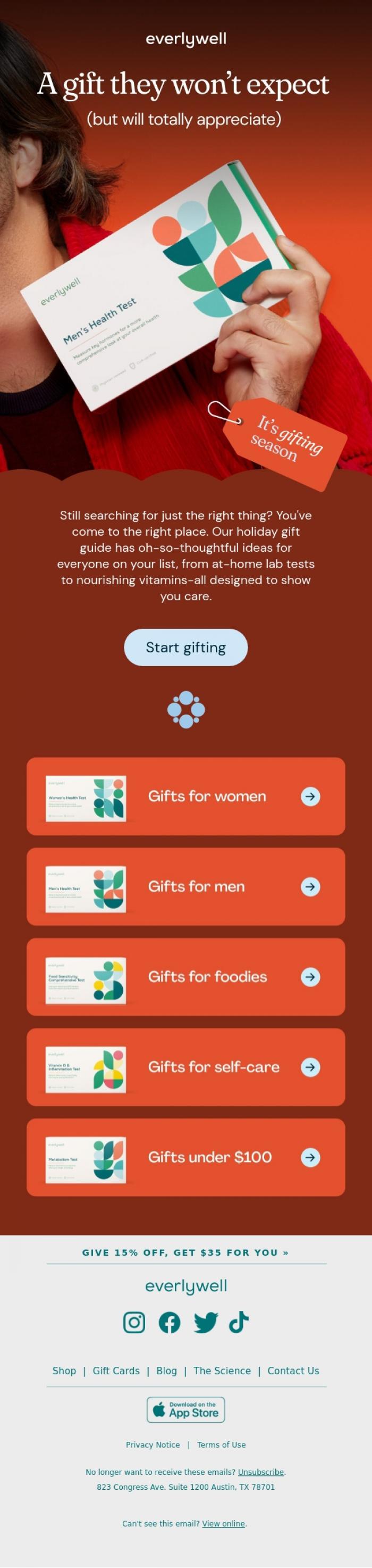 Email Design Inspiration from Everlywell, Something ✨ unique ✨ for everyone on your list