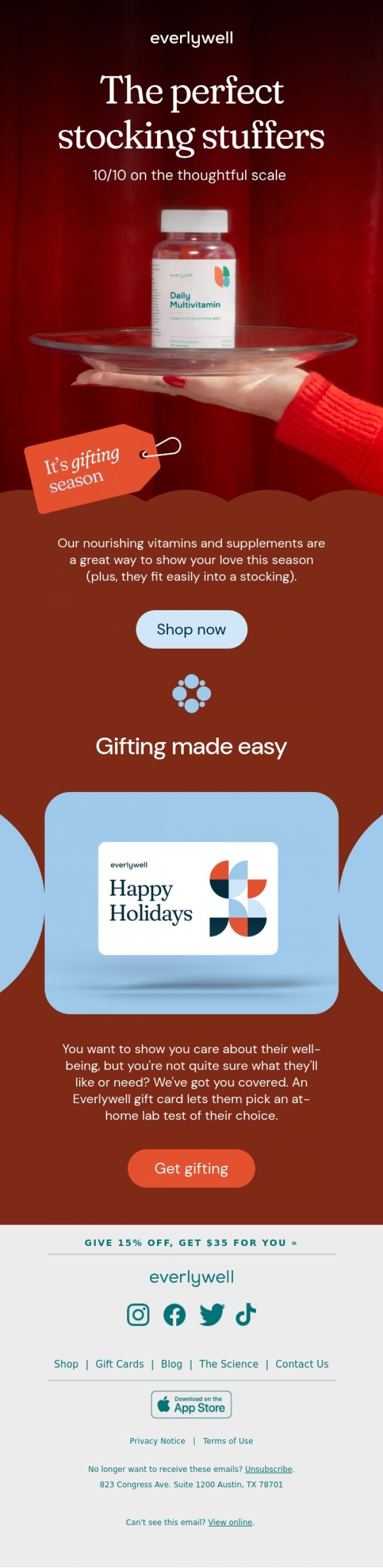 Email Design Inspiration from Everlywell, Searching for stocking stuffers?
