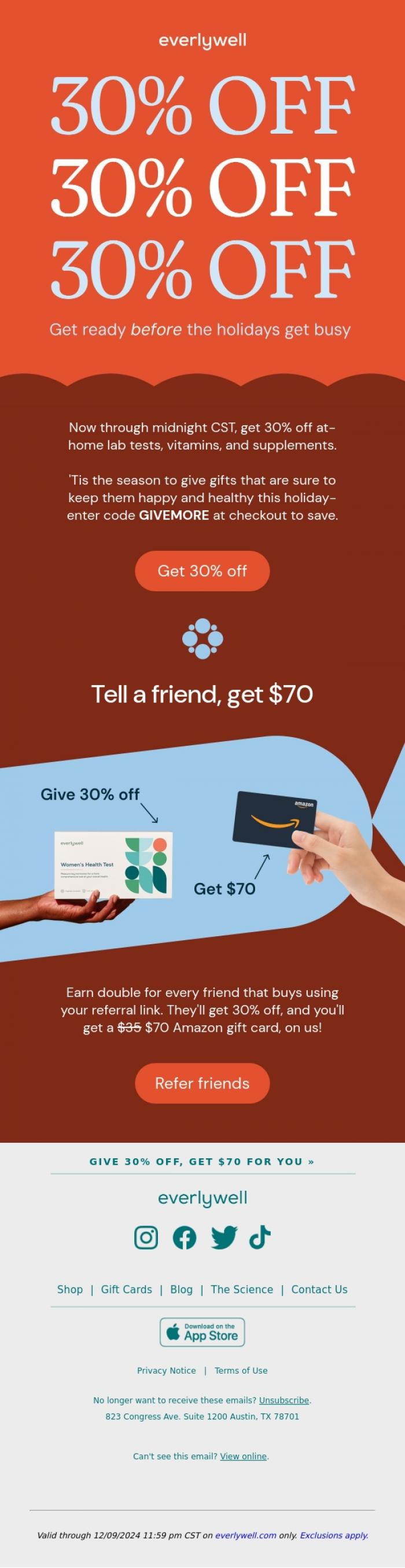 Email Design Inspiration from Everlywell, TODAY ONLY: 30% off
