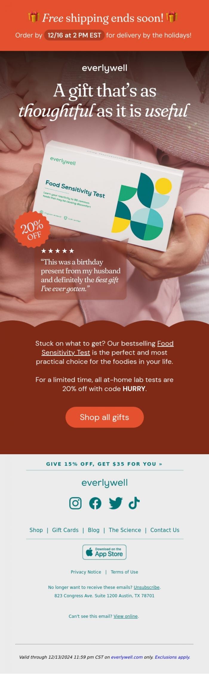 Email Design Inspiration from Everlywell, It's the last sale of the year!