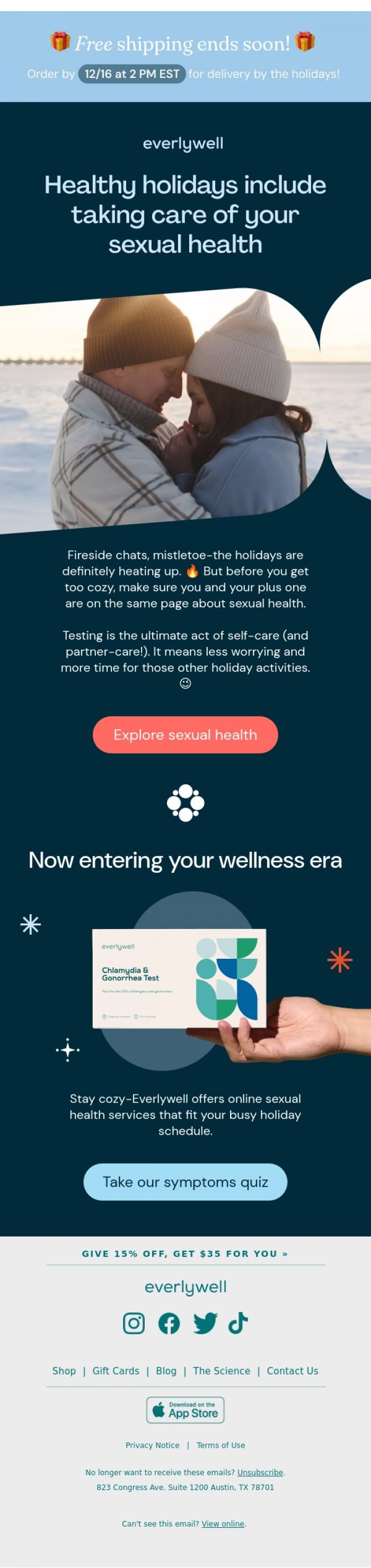 Email Design Inspiration from Everlywell, Falling snow got inhibitions rising?