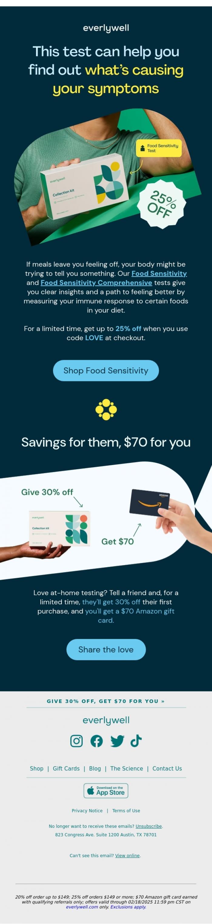 Email Design Inspiration from Everlywell, Bloating? Headaches? It's time to test