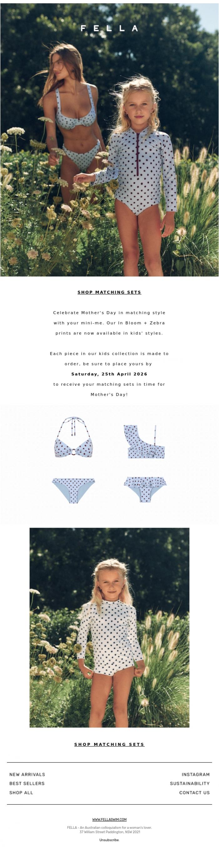 Email Design Inspiration from F E L L A, A Match Made for Mum