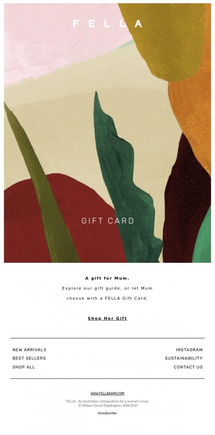 Email Design Inspiration from F E L L A, Mum's the Word