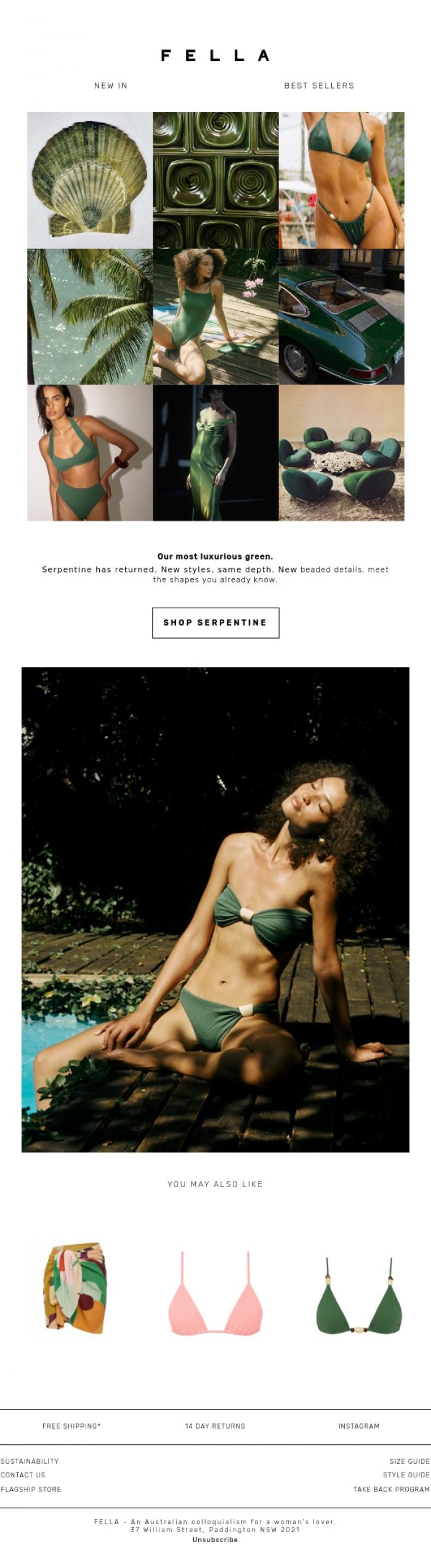 Email Design Inspiration from F E L L A, Green With Envy