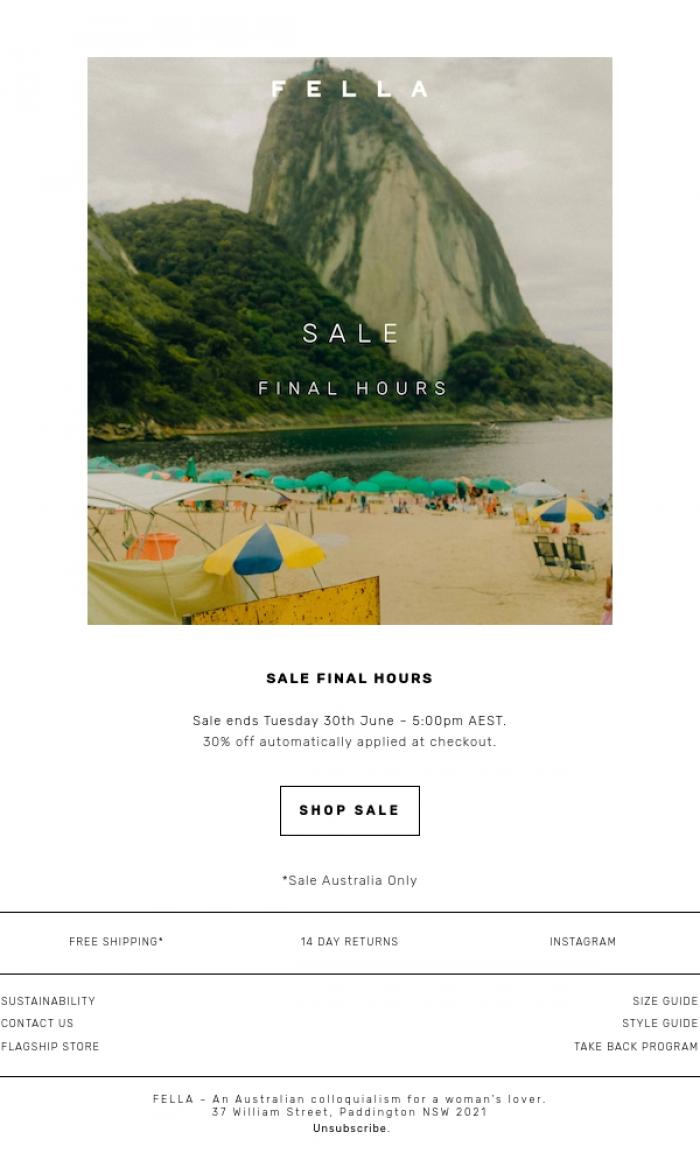 Email Design Inspiration from F E L L A, FINAL HOURS