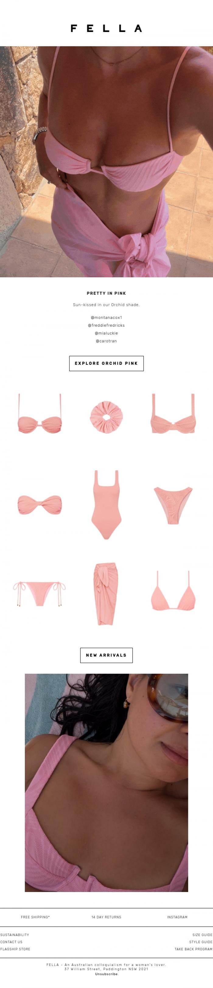 Email Design Inspiration from F E L L A, Sun-kissed