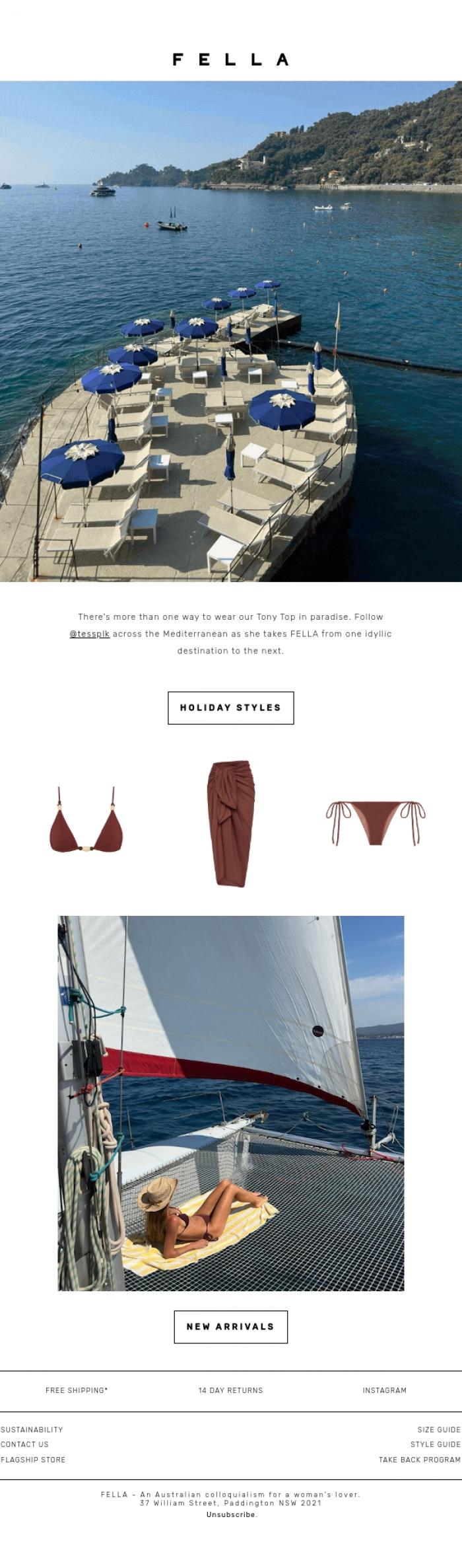 Email Design Inspiration from F E L L A, Coast to Coast in Tony