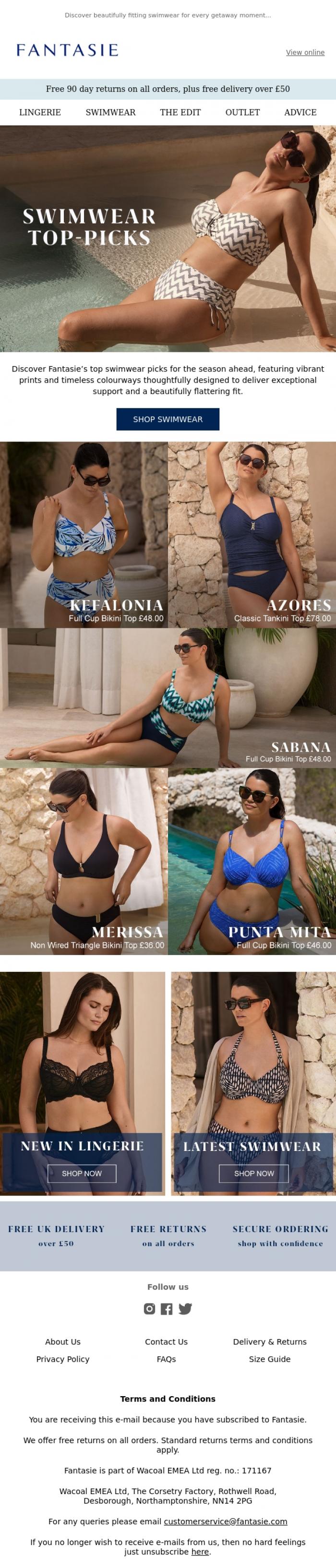 Email Design Inspiration from Fantasie, Summer Sun Ready
