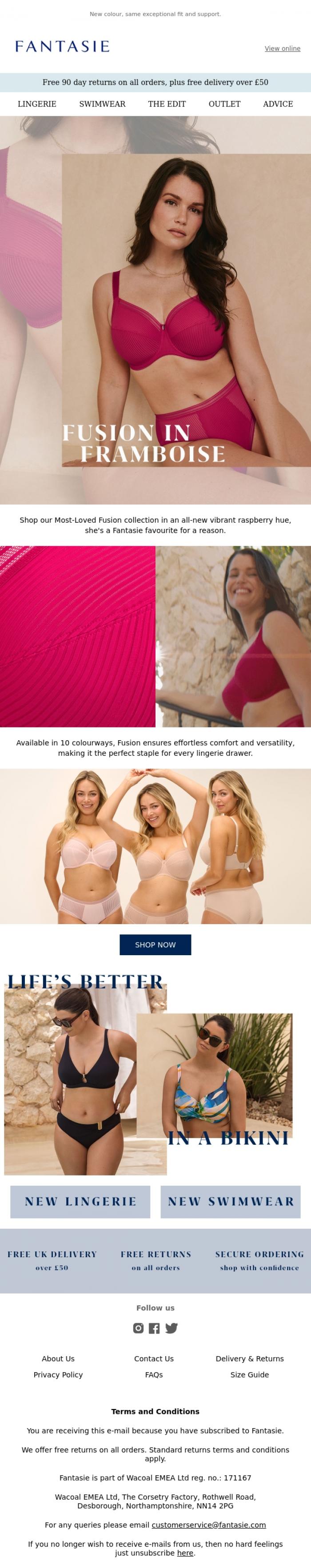 Email Design Inspiration from Fantasie, Fusion Fans: You'll Love This New Colourway
