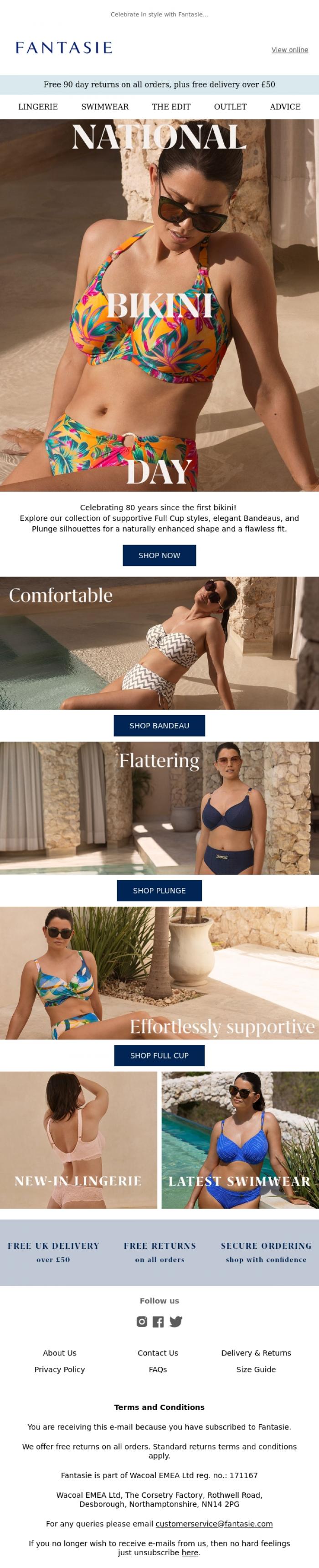 Email Design Inspiration from Fantasie, Happy National Bikini Day