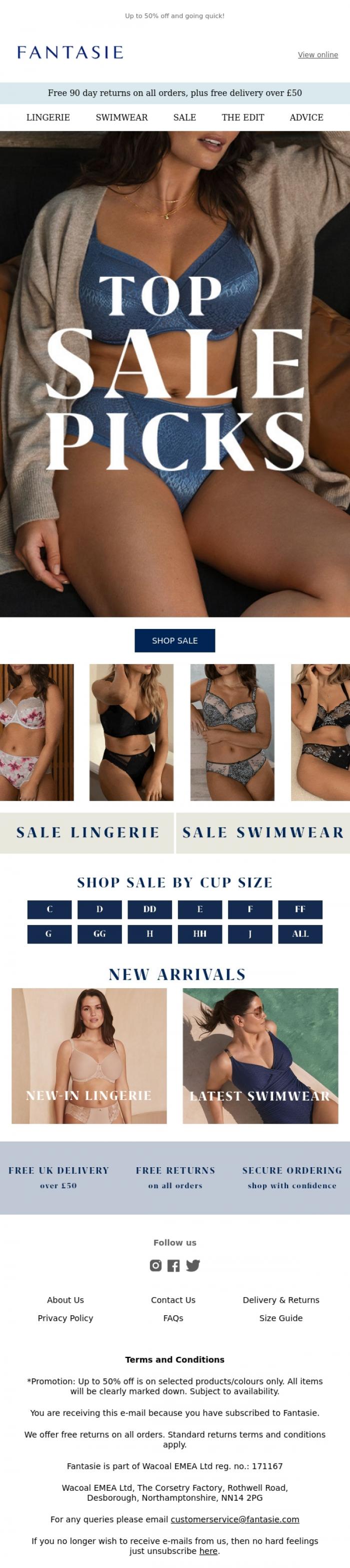 Email Design Inspiration from Fantasie, These Sale Styles Are Selling Fast